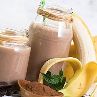 Nutritious cocoa and banana smoothie with soy drink